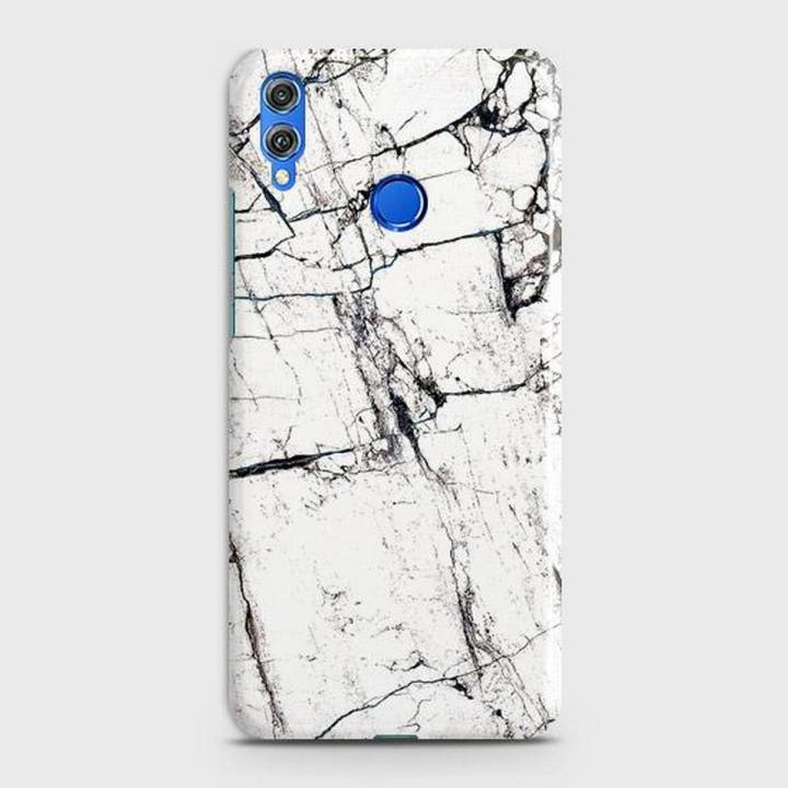 Huawei Honor 8X Cover Case Dark white marbel Hard Cover- Design 41 Cover