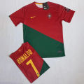 Kids football kit ronaldo Portugal full kit jersey with shorts for boys. 
