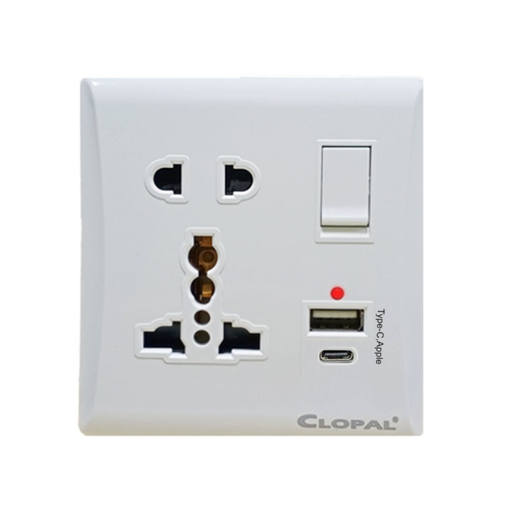 Clopal - Multi Light Plug 13A with 1 USB Slots With Type C Brand Quality Product