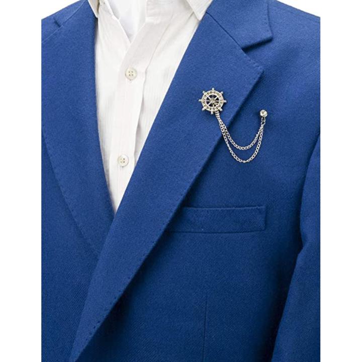 Stylish Trendy Brooch Lapel Pin For Men Marine For Shirt Jacket Coat Wedding Party Jewellery Gift