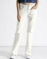 Women Off-White Boyfriend Fit Stretchable Jeans. 