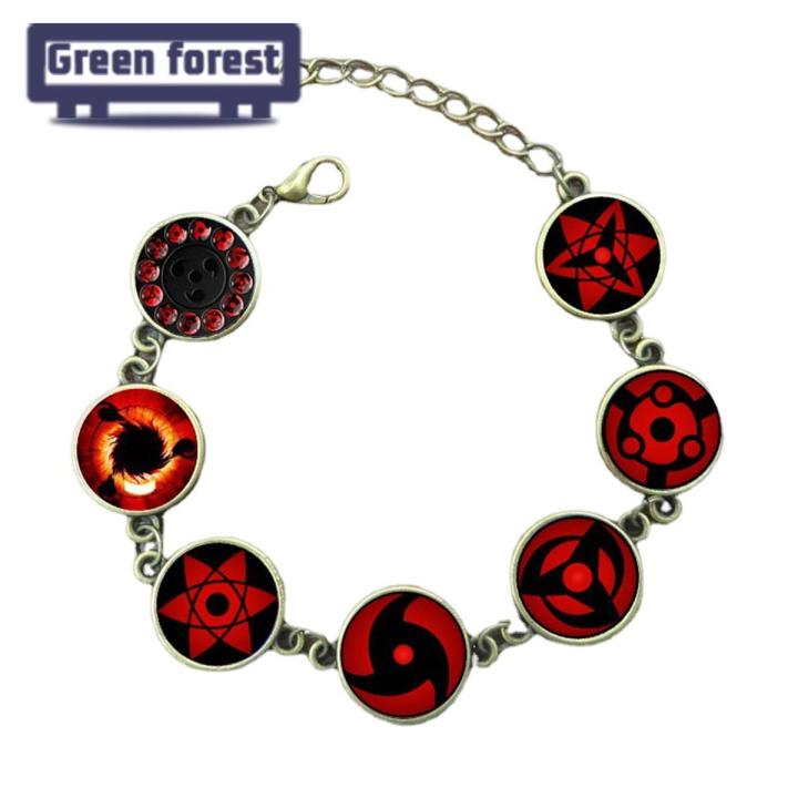 Green forest Chain Bracelet Geometric Anime Naruto Sharingan Eye Cuff Bracelet Jewelry Accessories