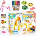 Children Projection Drawing Board LED Projector Drawing Table Toys Kids Projector Painting Board Desk Projection Painting Toy Graffiti Early Education Writing Board Home Learning Erasable Toys. 