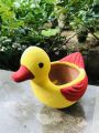 yellow duck clay pot, weather proof color, clay pots, creative pots, iacreativity. 