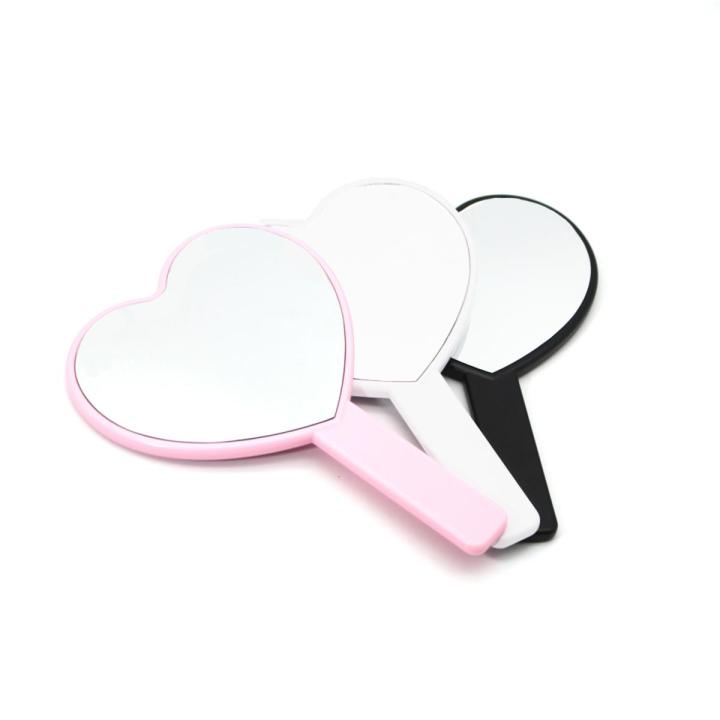 Heart Mirror Custom Logo Cute Small Portable Black White Pink Mirror Wholesale Bulk Makeup Compact Hand Mirror for Women