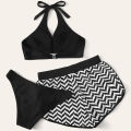 Bikini Shorts Set Sleeveless Three-piece Women Shorts Swimwear. 
