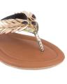 Golden Faux Leather Eagle V-Strap Slippers. 