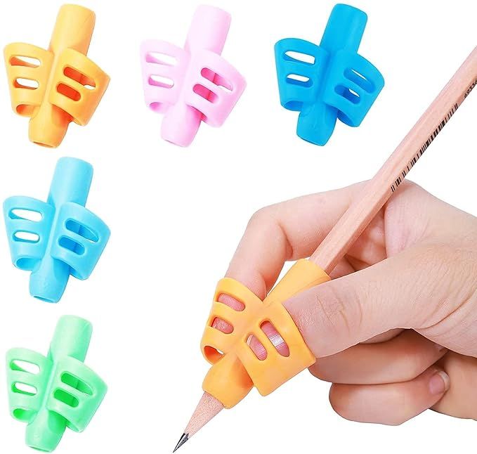 3Pcs / Set Children Pencil Holder Tools Silicone Two Finger Ergonomic ...