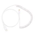 Coiled Cable Type C Wire Mechanical Keyboard for Poker 2 GH60,White. 