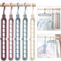 9-hole Space Saving Hanger Multi-functional Hanger Creative Rotating Folding Hanger Storage Shelf Saves Wardrobe Space Clothes Hanger. 