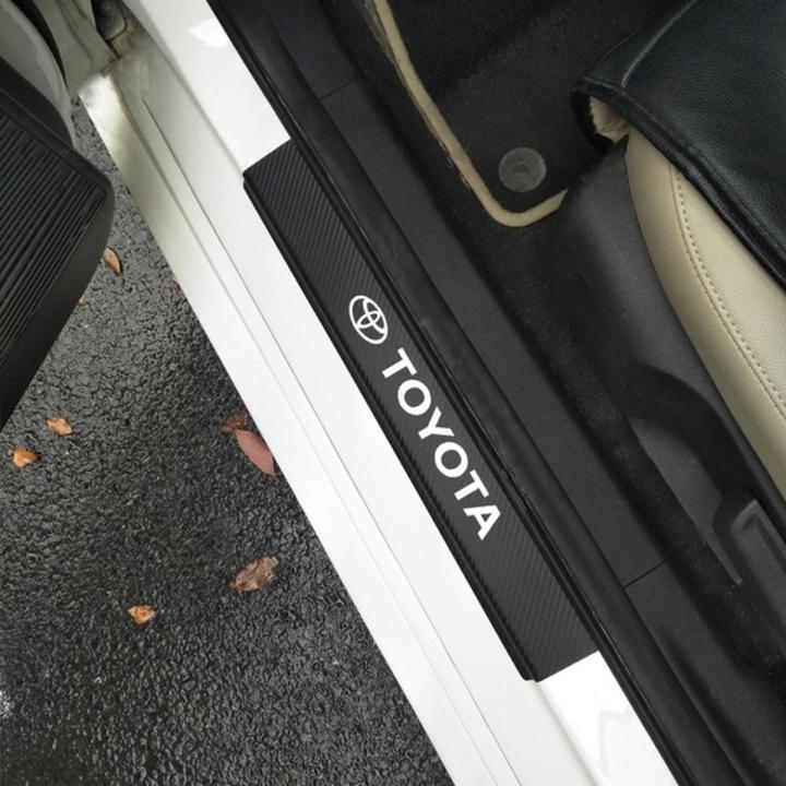 4 PCS Toyota Car Door Sill Protector 3D Carbon Fiber Scuff Protective Door Sill Cover Panel Sticker, Car Stickers, Stickers for Car