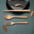Creative Design Thick Handle Wood Spoon Fork Chopstick / Portable Tableware Wooden Cutlery Sets. 