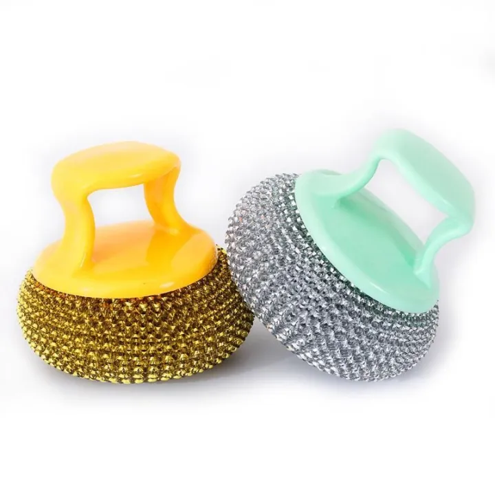 Stainless%20Steel%20Wire%20Ball%20Brush%20with%20Long%20Handle%20for%20cleaning%20and%20Dish%20washing%20in%20Kitchen%20-%20Image%202