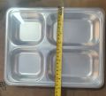 4 Compartments Stainless Steel Plate with Lid, Stainless Steel Rectangular Thali Plate, 4 compartment Thali, Divided Dinner Plate, 4 Compartment Serving Tray, Nuts Tray high Quality and imported. 