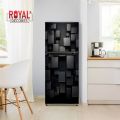 Royal Black Texture Fridge Stickers Self-Adhesive PVC Vinyl Waterproof Door Wrap for Kitchen Cabinet and Room Wall Protection. 