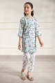 SAYA Printed Lawn Stitched 2 Piece (Shirt/Trouser)  For Kids white 87324. 
