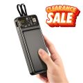 Rock 66W Super Fast Charge 20000mAh Type C Power Bank with Warp Charge, LED Display - PD & iPhone Compatible White. 