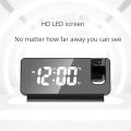 LED Digital Projection Alarm Clock Electronic Alarm Clock with Projection Time Projector Bedroom Bedside Clock Black. 