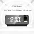 LED Digital Projection Alarm Clock Electronic Alarm Clock with Projection Time Projector Bedroom Bedside Clock Black. 