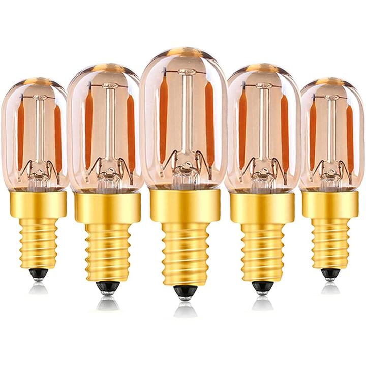 1W E14 T22 LED Filament Candelabra Bulbs(Amber Glow), Tubular Night Light Bulb,Ultra Warm White 2200K,10 Watt Equivalent 100 Lumen,Non Dimmable,5Pack [Energy Class A++]