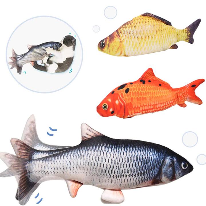 Electric Flopping Cat Kicker Fish Plush Toy, Realistic Moving Fish, Wiggle Fish Catnip Toys, Motion Kitten Chew Bite Toy