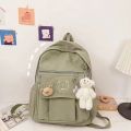 Plain Embossed with Bear Backpack  With Pendant. 
