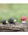 3Pcs Cute Hedgehogs & Mushroom Miniature Mini Fairy Garden Plant Decor. 