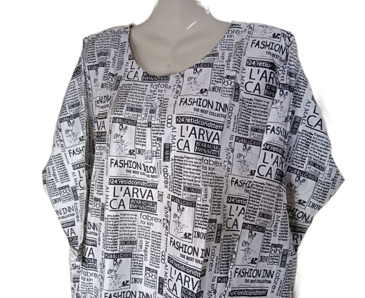 Women's%20Soft%20Linen%20Shirt/Kurtie%20-%20News%20Print%20Design,%20Ready%20to%20Wear%20-%20Image%202