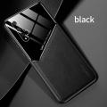 Lenuo For Huawei Honor 20 / Nova 5T Case Leather Texture Car Magnetic Holder Back Cover Soft Silicon Frame Shockproof Casing. 