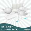 Premium Metal Kitchen Organizer Rack, Expandable Storage Shelf for Cabinets. 