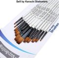 Keep Smiling A6075F 12pcs Drawing Paint Brush Set Wooden Flat- sizes 1 to 12#. 