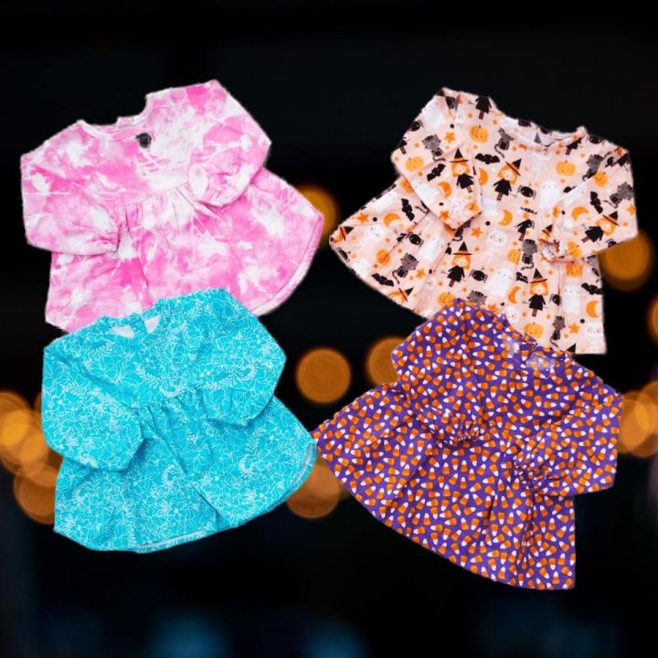 pack of 4 premium quality frock for baby girls newly born to 3 years(random design and color).