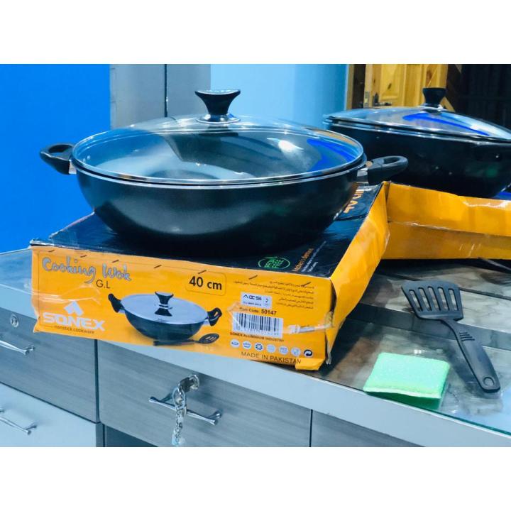 Non Stick Cookware Wok With Lid - Karahi with lid 40cm (only karahi with lid )