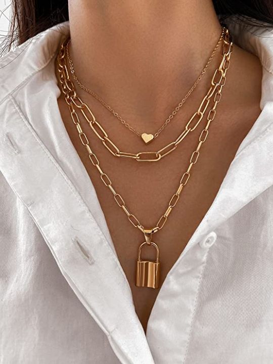 Multi%20Layer%20Lock%20Necklace%20Pendant%20Golden%20Heart%20Long%20Chain%20For%20Girls%20Best%20Gift%20-%20Image%202