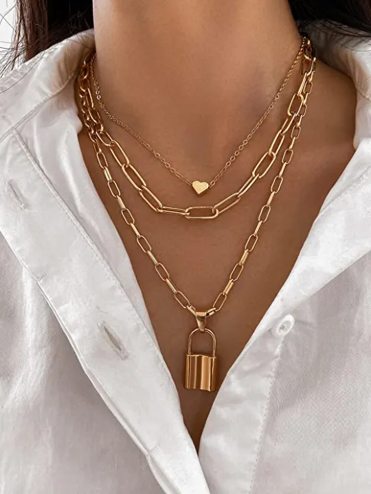 Multi%20Layer%20Lock%20Necklace%20Pendant%20Golden%20Heart%20Long%20Chain%20For%20Girls%20Best%20Gift%20-%20Image%202