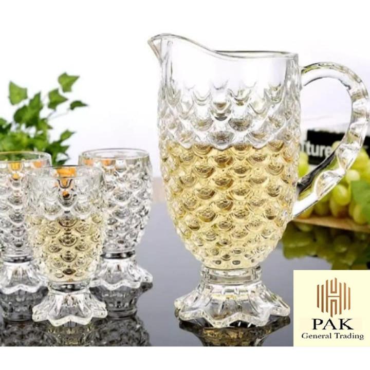 New Design fish style 7 Pcs Set (6 Glass 1 Jug Set) For Water or Juice Drinking