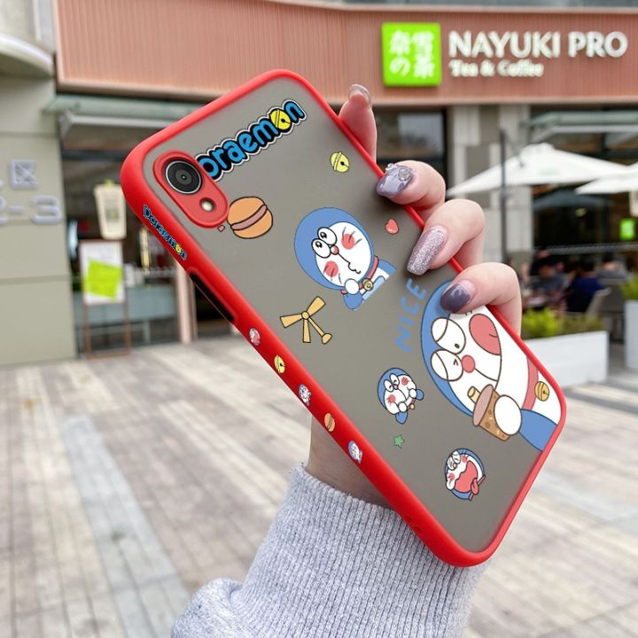 dienya For Asus Zenfone Live Case Creative Frosted Transparent Hard Phone Case Square Edge Pattern Silicone Casing Cartoon Doraemon Full Back Cover Camera Shockproof Protection Softcase