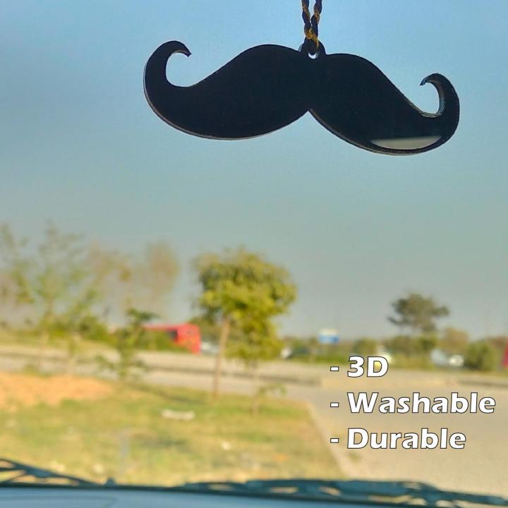 3D - Mustaches Car hanging pendent - Acrylic - Black
