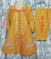 2 piece stitched linen dress for girls .new style, new design. 