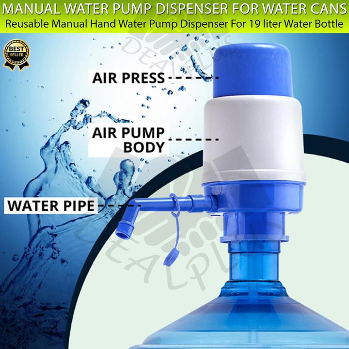 Drinking Water Pump Dispenser For 19 Ltr Bottle - T - Pump Water Cans - Blue & White