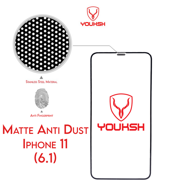 Apple iphone 11 - Youksh Matte Anti Dust Glass Protector  With Installation kit