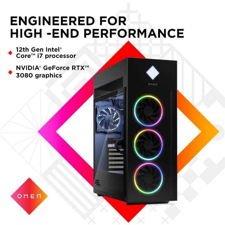OMEN 45L GM GT22-087acn Intel Core i9 12900K 12th Generation HyperX XMP RGB 32 GB (16X2) RAM 1TB HDD+1 TB PCIe NVMe TLC Solid-State Drive NVIDIA GeForce RTX 3080 (10 GB) Graphics Card 800 W Power Supply Unit Win11
