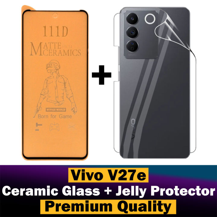 Vivo V27e Matte Glass Protector Ceramic Glass + Back Protector Transparent Hydrogel Soft Film jell Protection For Vivo V27e