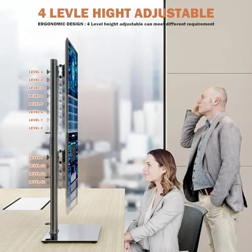 Monitor Stand Stack Dual Monitor Stand - Vertical Stack Screen Free-Standing Monitor Riser ...