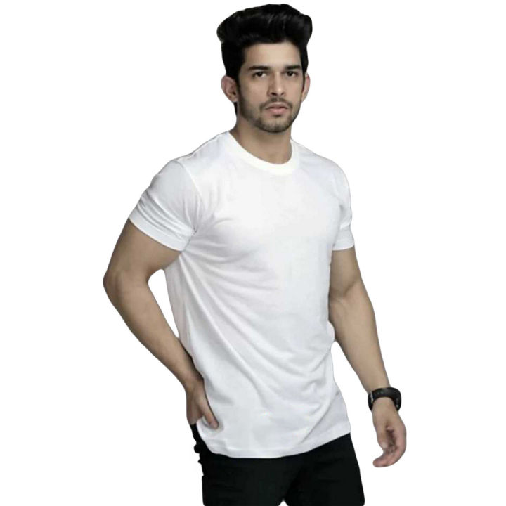 Summer White plain T shirt For Men In Export Quality Fabric Guaranteed