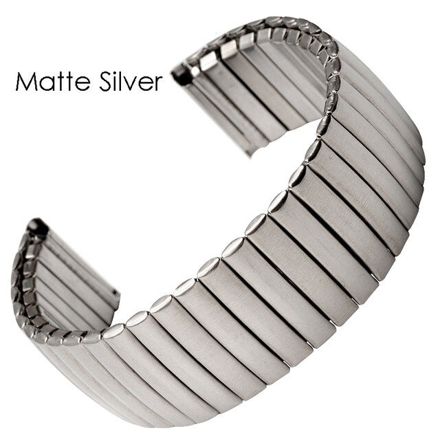 Aotelayer 20mm 22mm Stainless Steel Stretch Watch Band Strap Elastic Metal Band Matte Style Silver Black Wristband Polished Daraz.pk