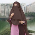 Hoodi Hijab Scarf for Girls/Women - Premium Chiffon Georgette Square Scarf with Half Niqab Patti Set. 