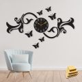 Fancy Wall Clock With butterflies,3D Wooden wall clock Cnc Laser cut design decoration piece item for home, living room ,shops, offices and for gifts. 