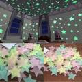 Pack of 100 3D Stars Glow in the Dark Wall Stickers Luminous Fluorescent for Kids Room Bedroom Ceiling Home Decor. 
