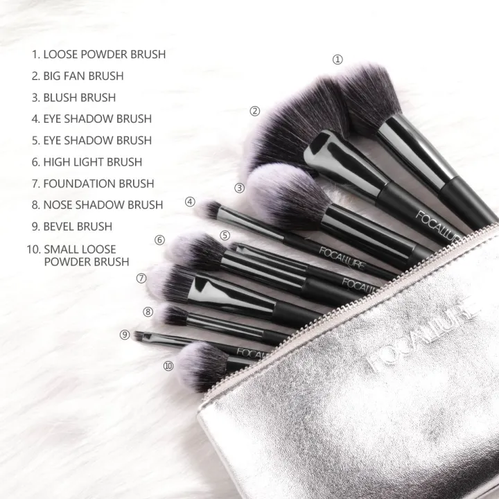 Focallure%2010Pcs/Set%20Makeup%20Brushes%20Kit%20with%20Pouch%20-%20Image%202